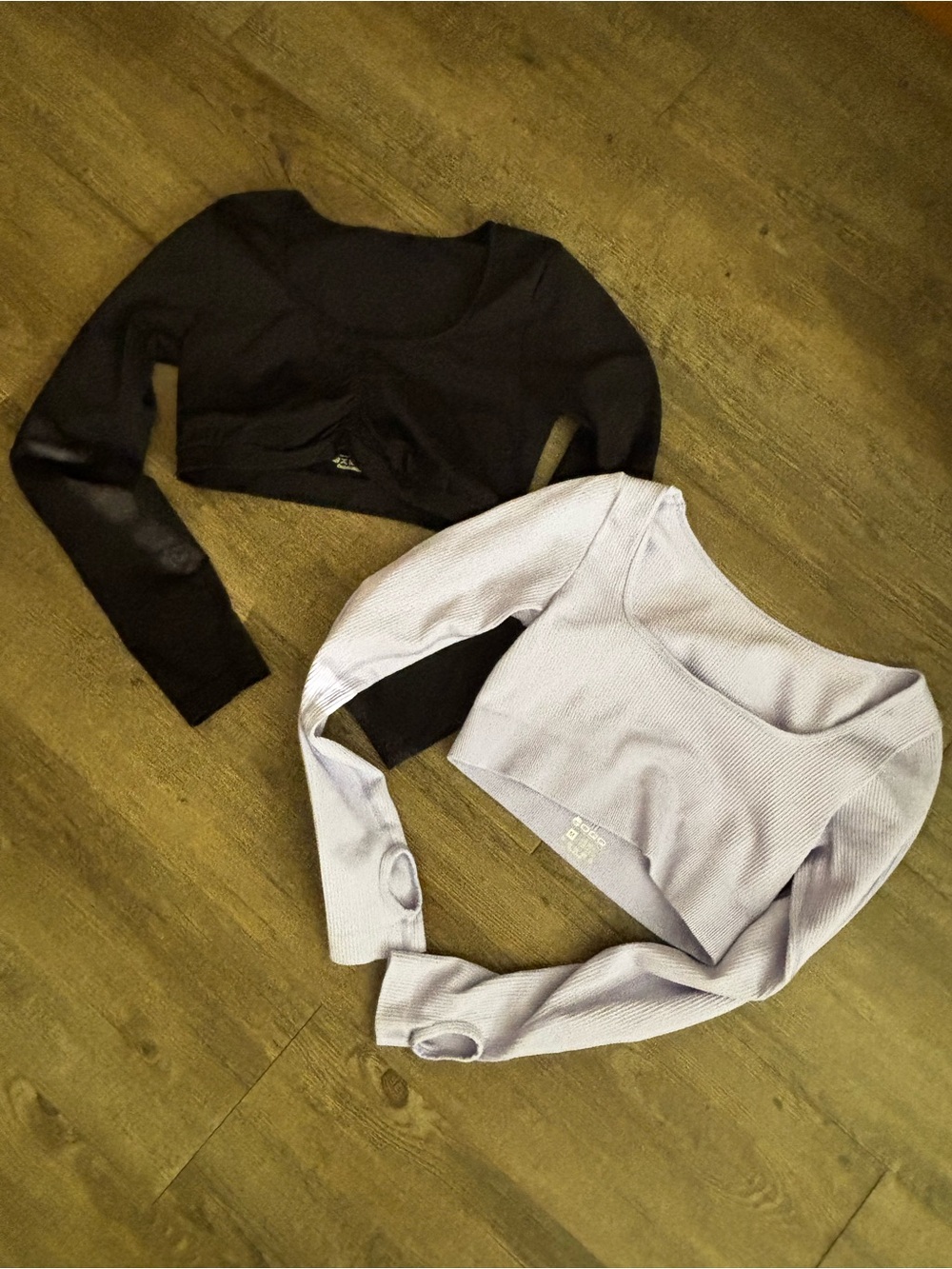 Long Sleeve Crop Workout Tops - Set of 2